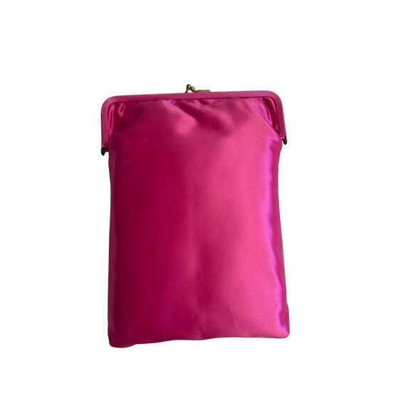 VINTAGE Pink Elephants Champagne Handpainted Satin Kisslock Liquor Purse Handbag - Picture 3 of 8